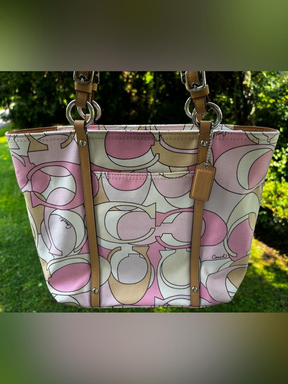 Coach Signature Optic Scarf Print Tote Bag
